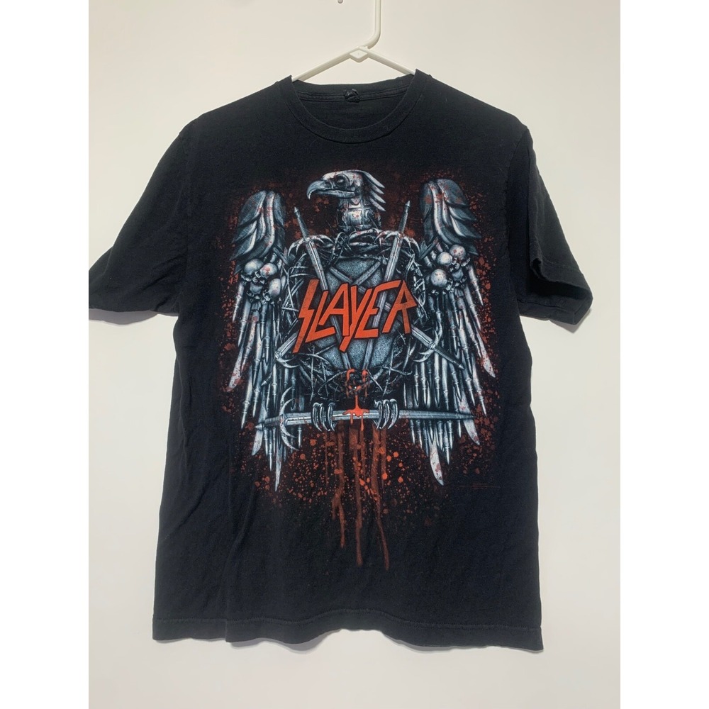 Tultex Men Size L Black Slayer Graphic Short Sleeve Shirt Wear